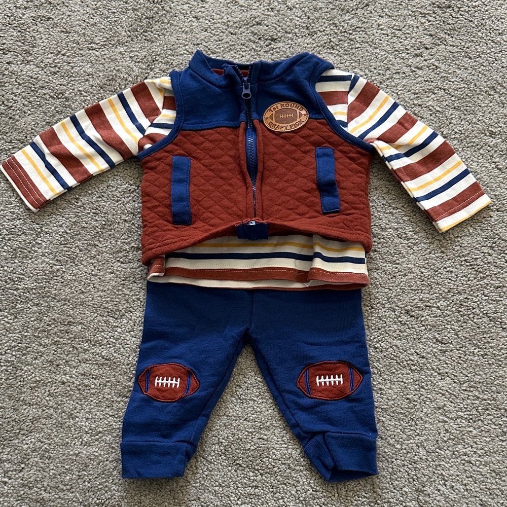 Striped Football Vest & Pants 3Months